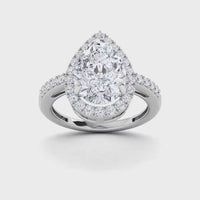 IGI 3.25ct  Lab Grown Diamond Engagement Pear Cut Halo Ring