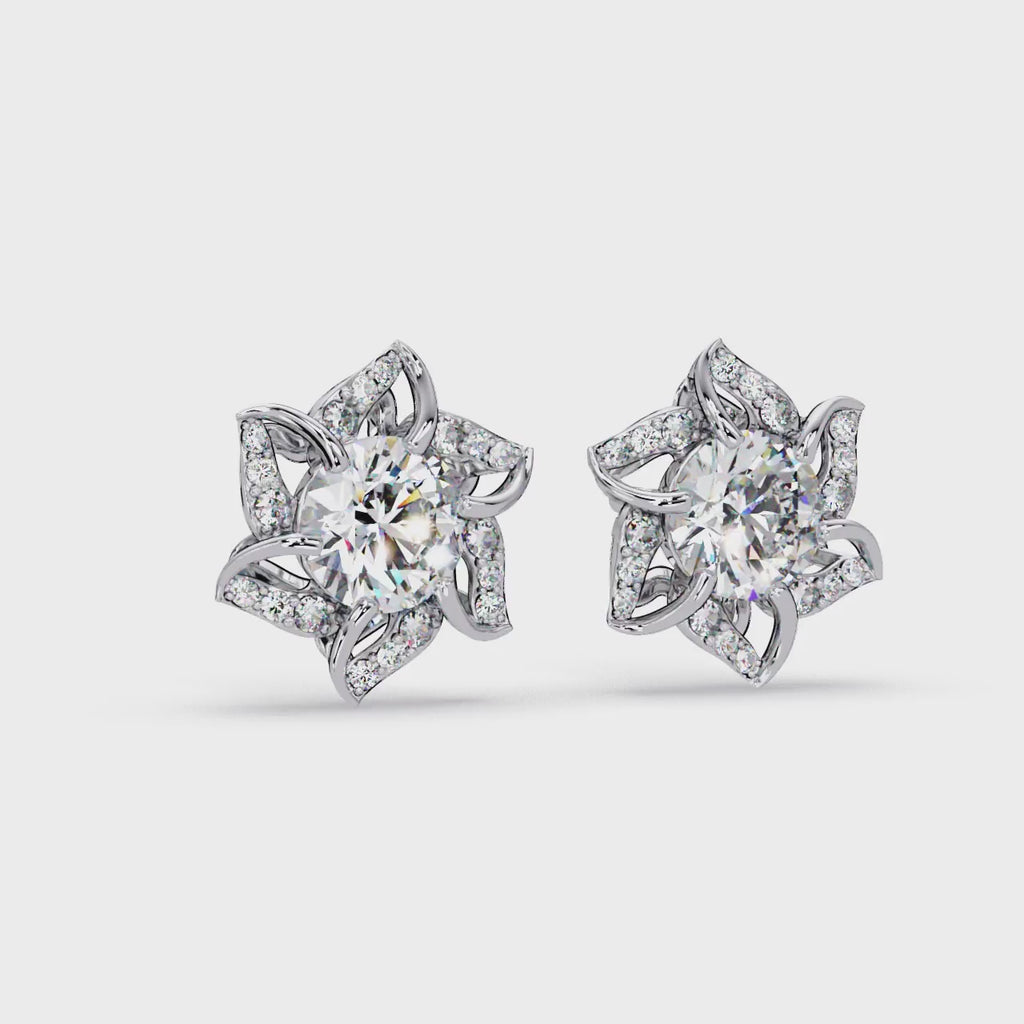 2.00 Carat Lab Grown Diamond Floral Earrings