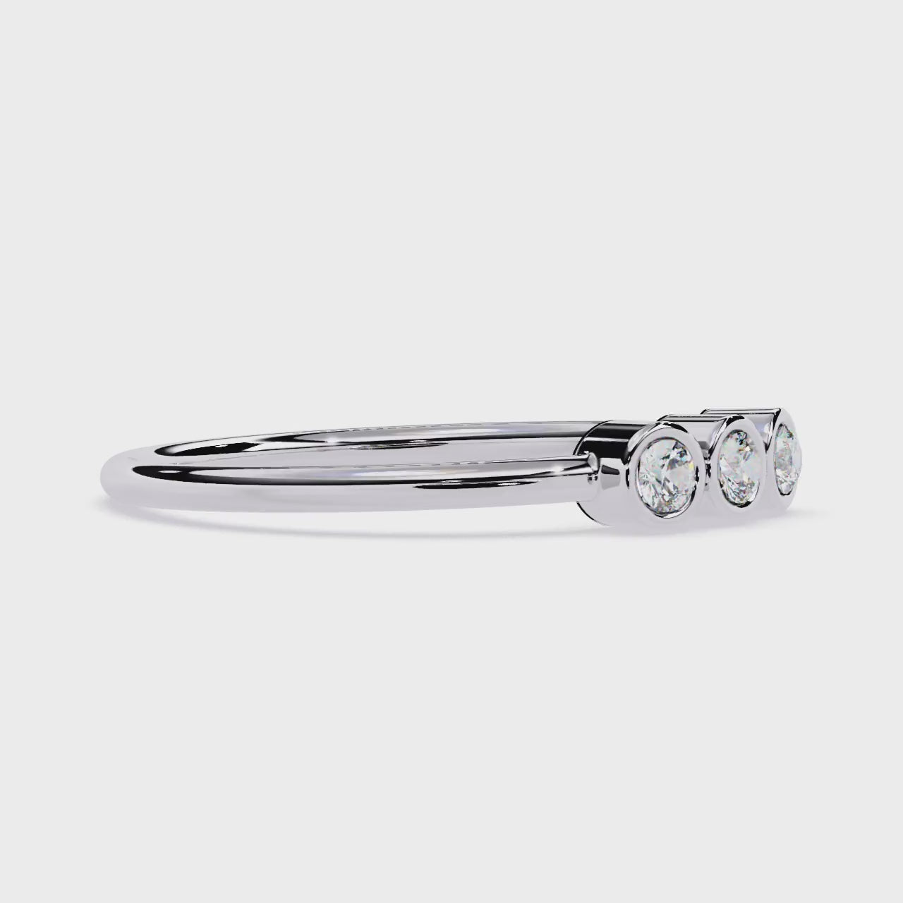 Bezel Three-Stone Lab Grown Diamond Ring