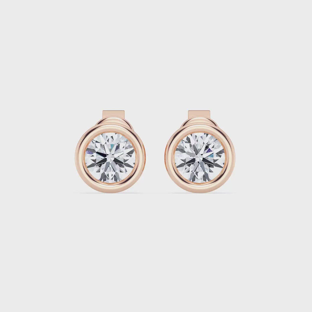 IGI 1.00ct Lab Grown Diamond Bezel Set Stud Earring