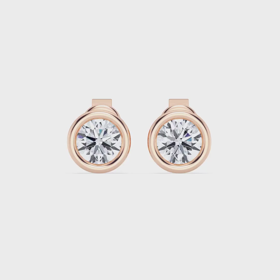 IGI 1.00ct Lab Grown Diamond Bezel Set Stud Earring