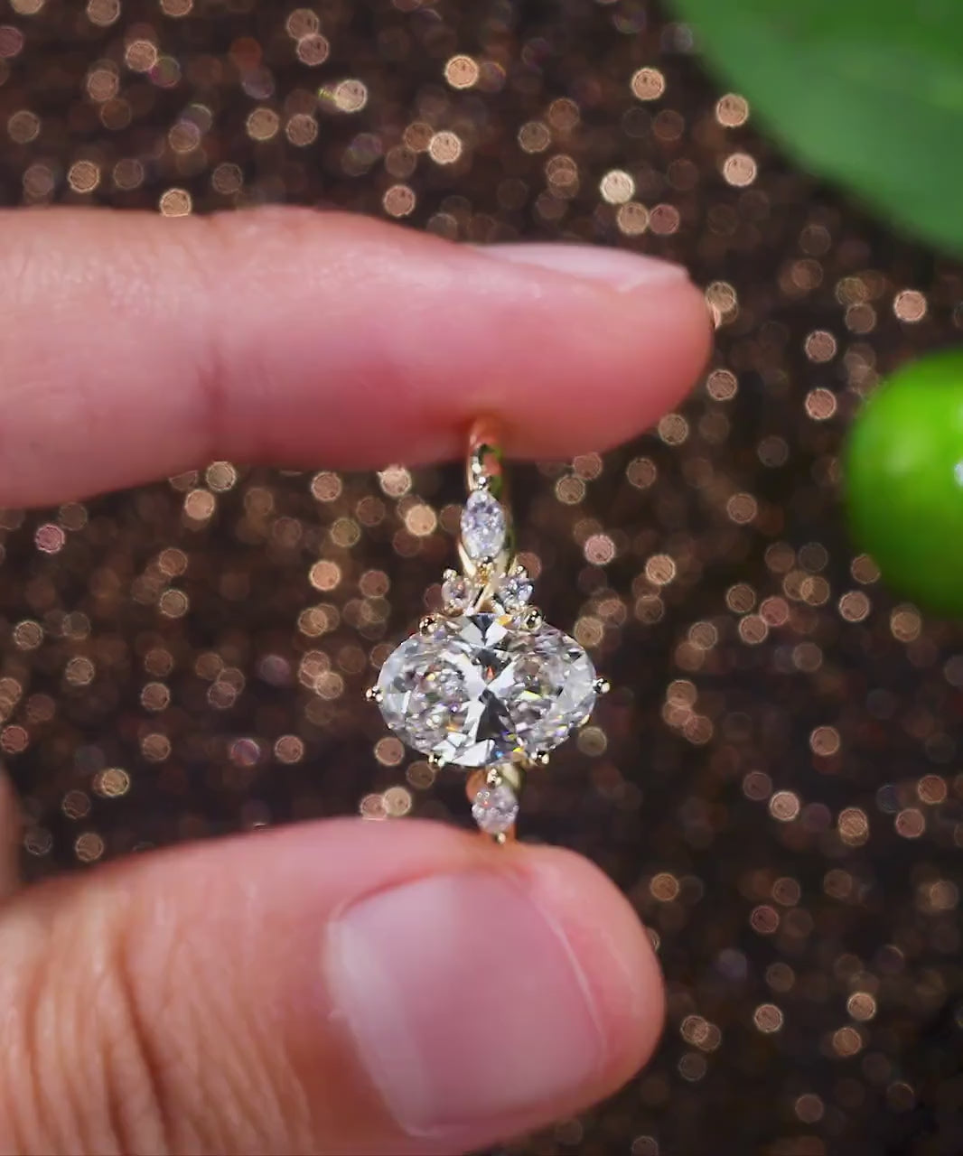 Oval Cut Lab Grown Diamond Vine Engagement Ring