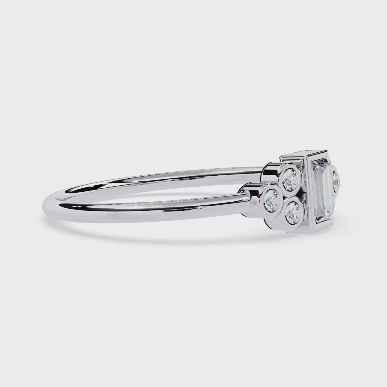 Baguette & Round Lab Grown Diamond Ring