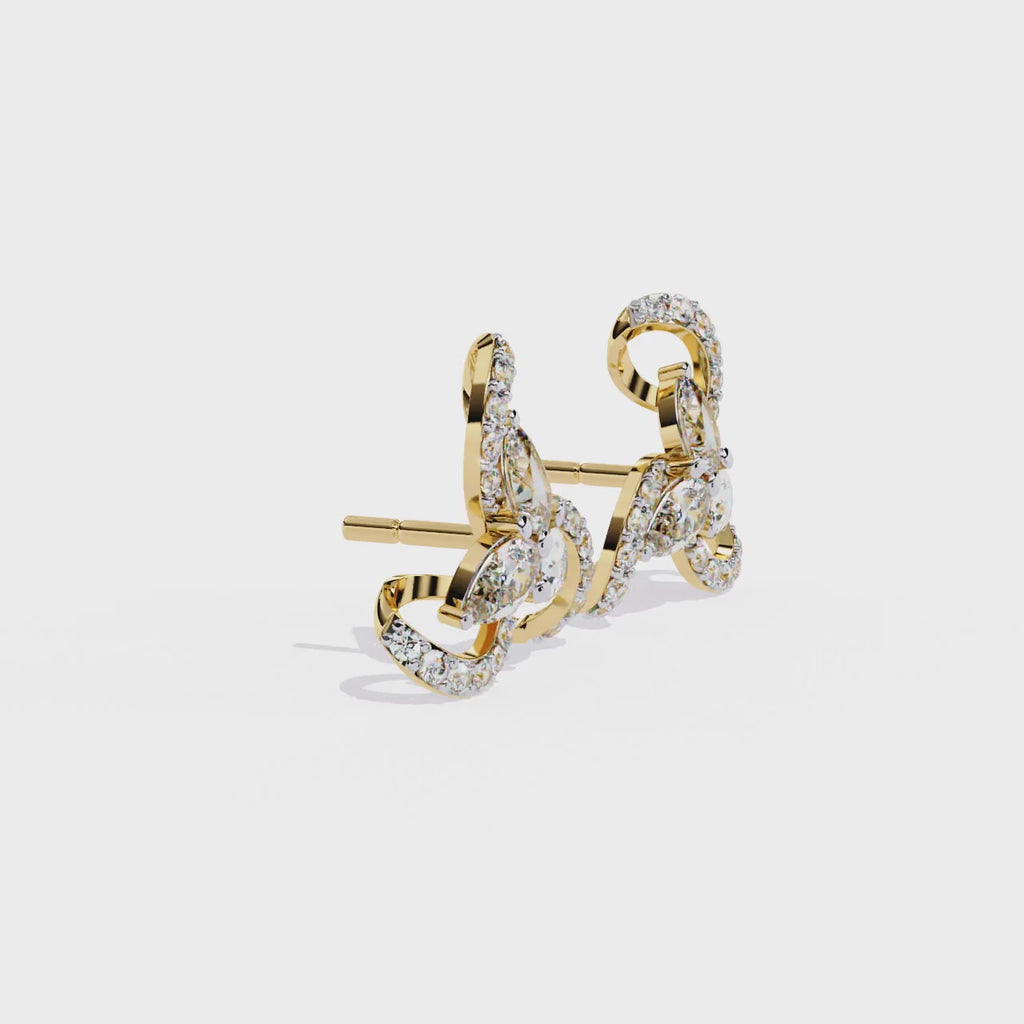2.50 CT Floral Lab Grown Diamond Stud Earrings