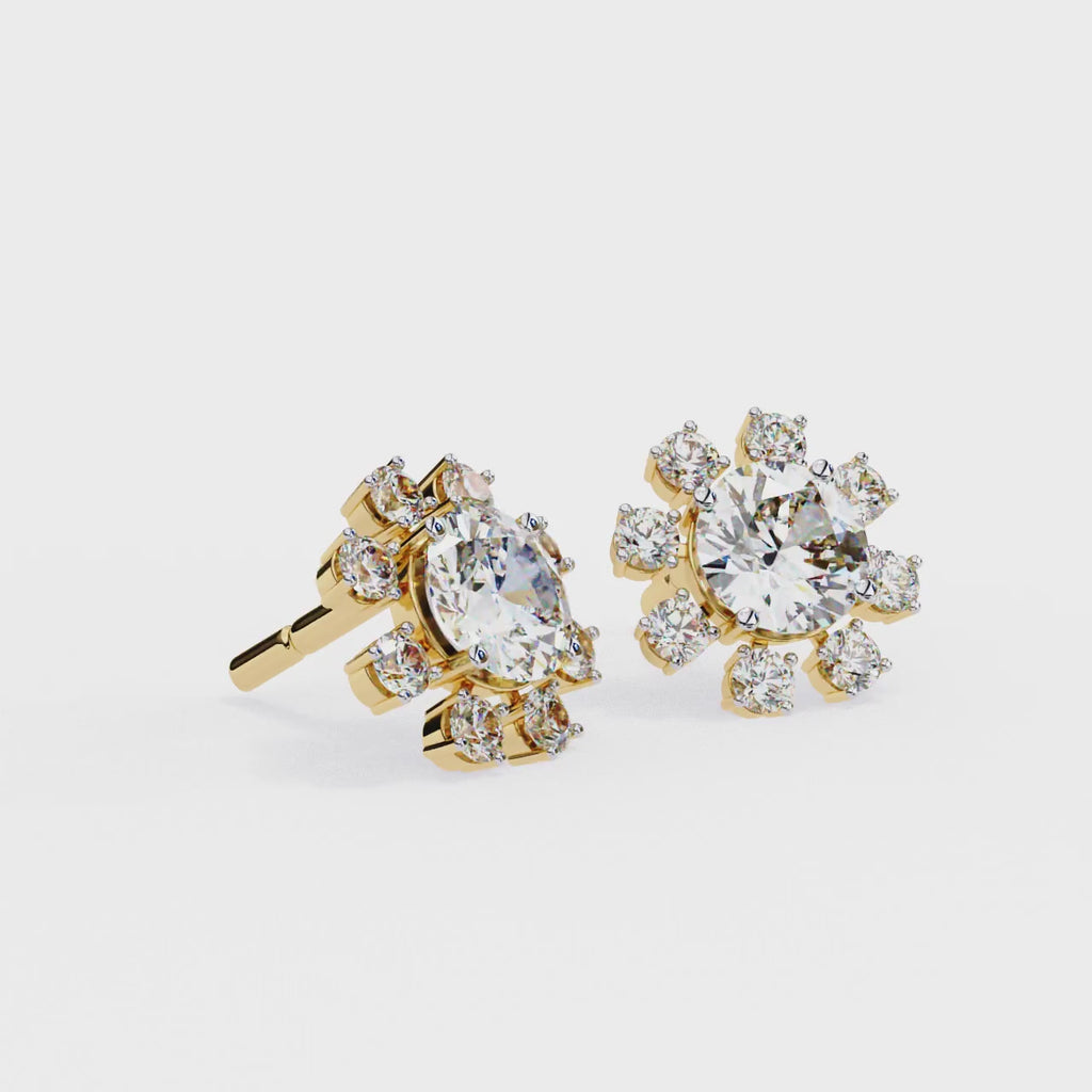 IGI 1.50ct Lab Grown Diamond Flower Stud Earrings