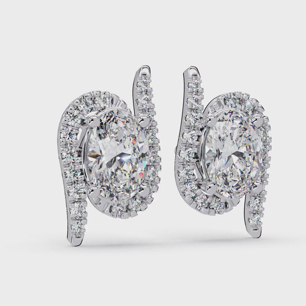 1.75 CT Oval Halo Lab Grown Diamond Earrings