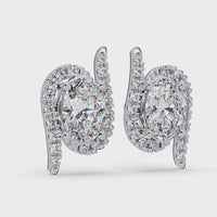 1.75 CT Oval Halo Lab Grown Diamond Earrings