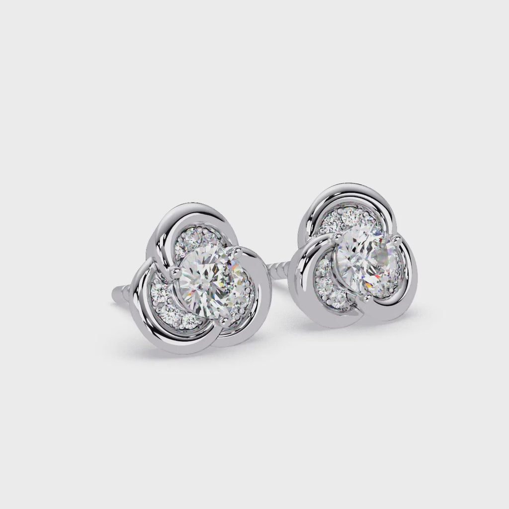1.00 Carat Lab Grown Diamond Floral Stud Earrings