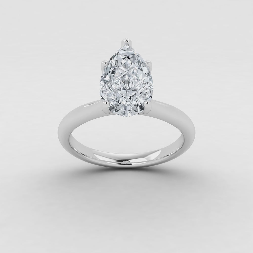 Anillo solitario en forma de pera con diamante cultivado en laboratorio de 1 ct