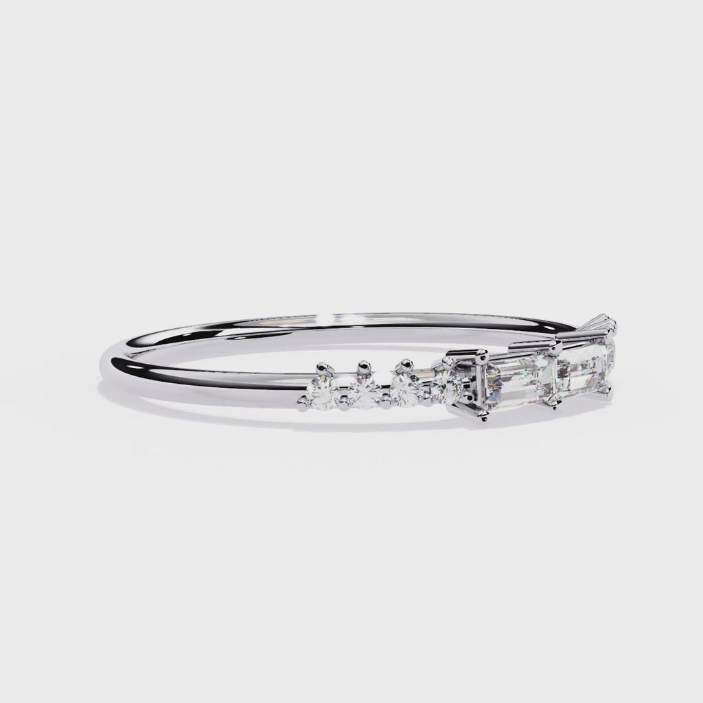 14K Gold Baguette & Round Lab Grown Diamond Ring