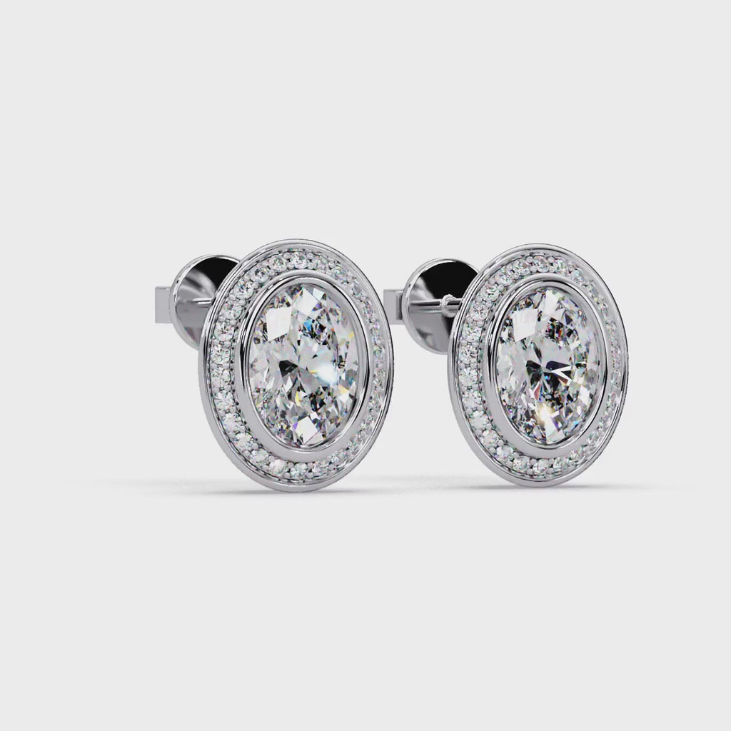 2.75 CT Oval Halo Lab Grown Diamond Earrings