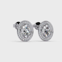 2.75 CT Oval Halo Lab Grown Diamond Earrings