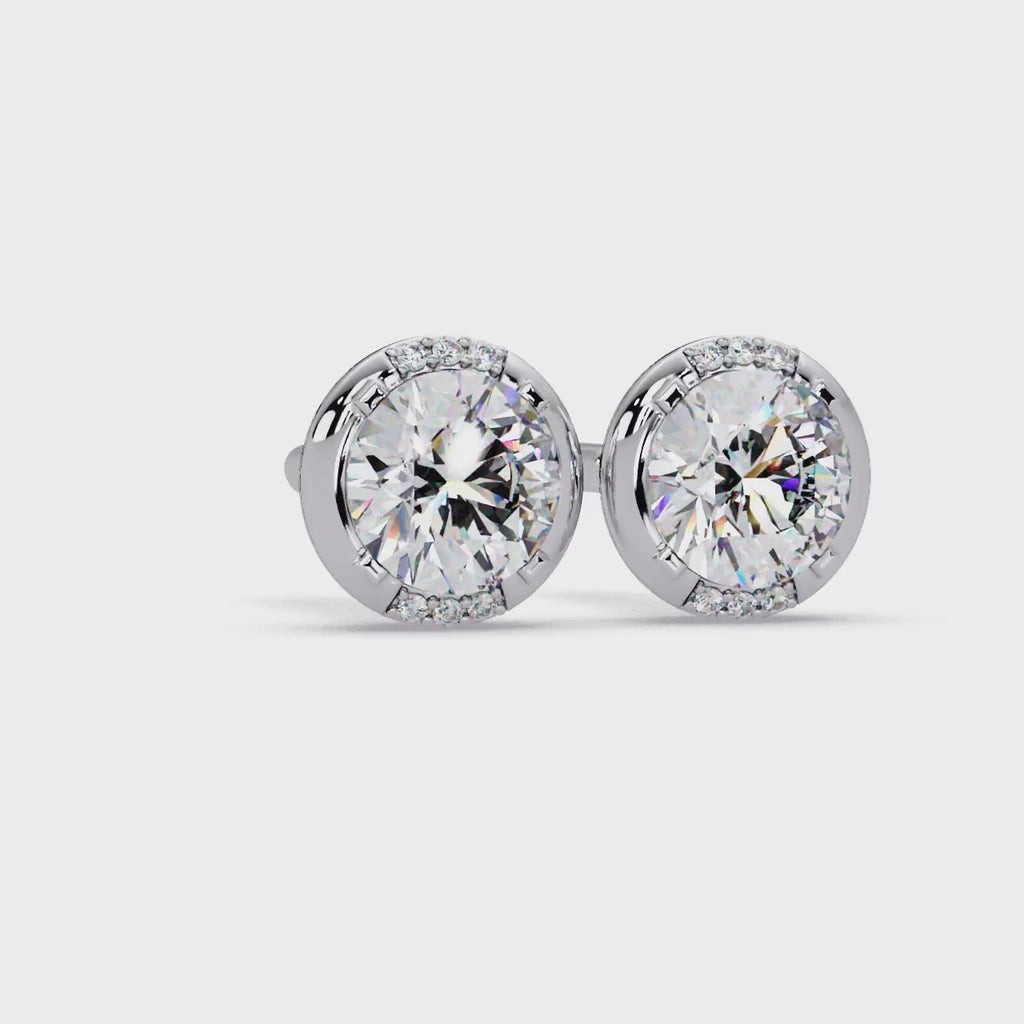 2.75 CT Bezel Set Round Lab Grown Diamond Earrings with Accents