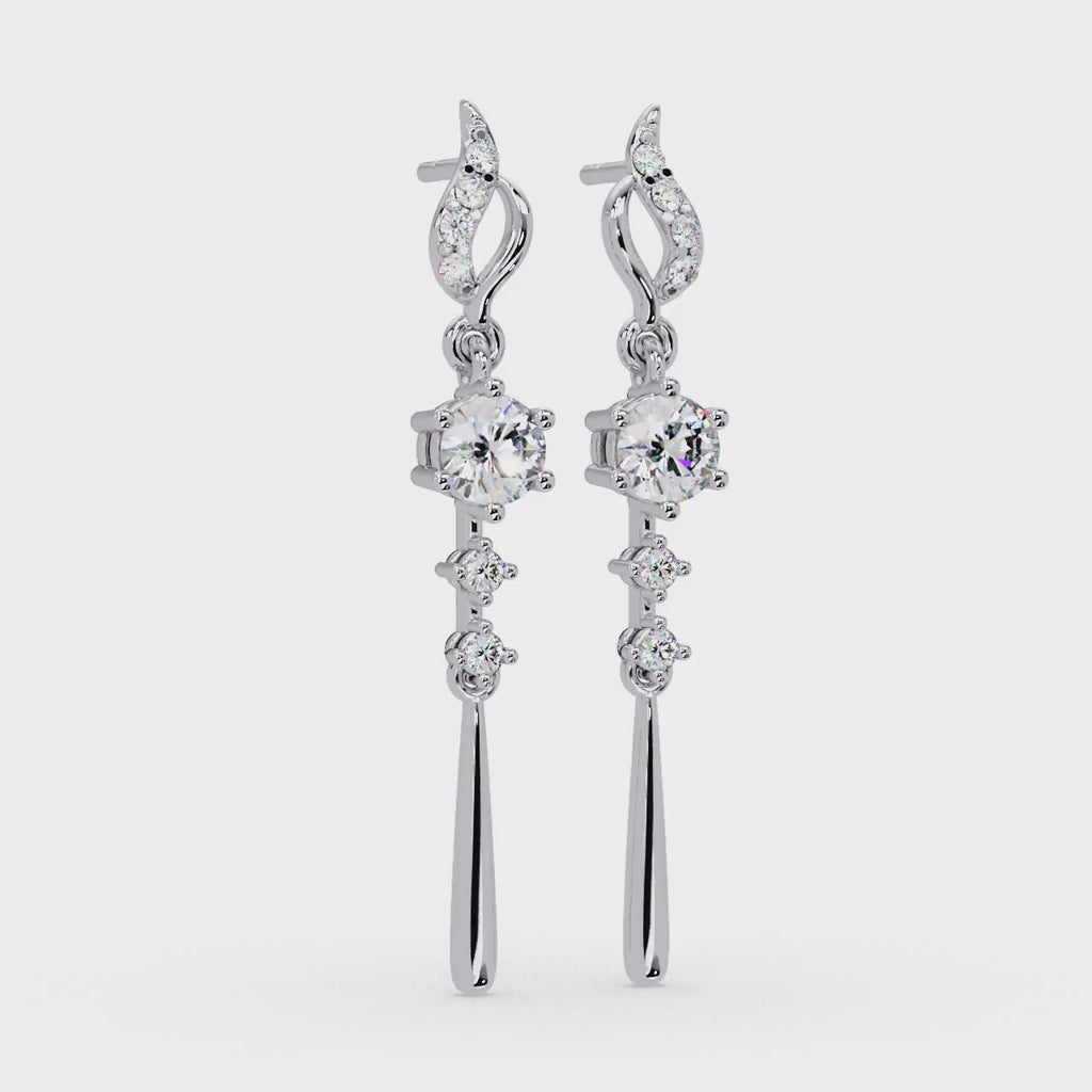 1 CT Long Drop Lab Grown Diamond Earrings