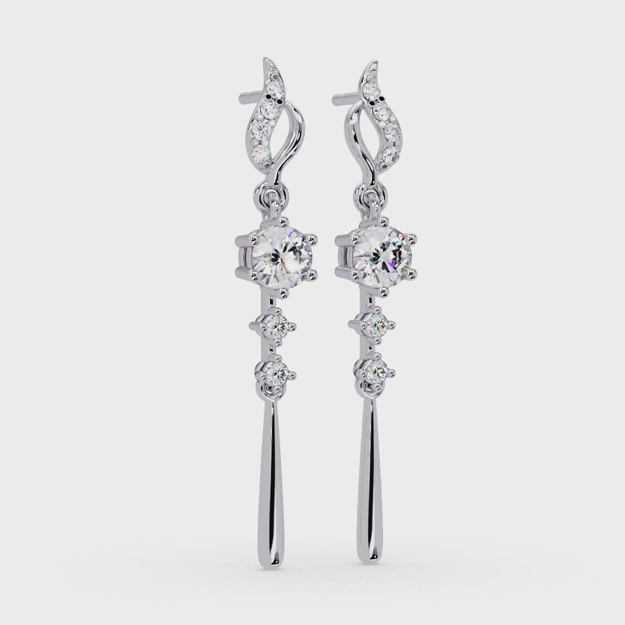 1 CT Long Drop Lab Grown Diamond Earrings