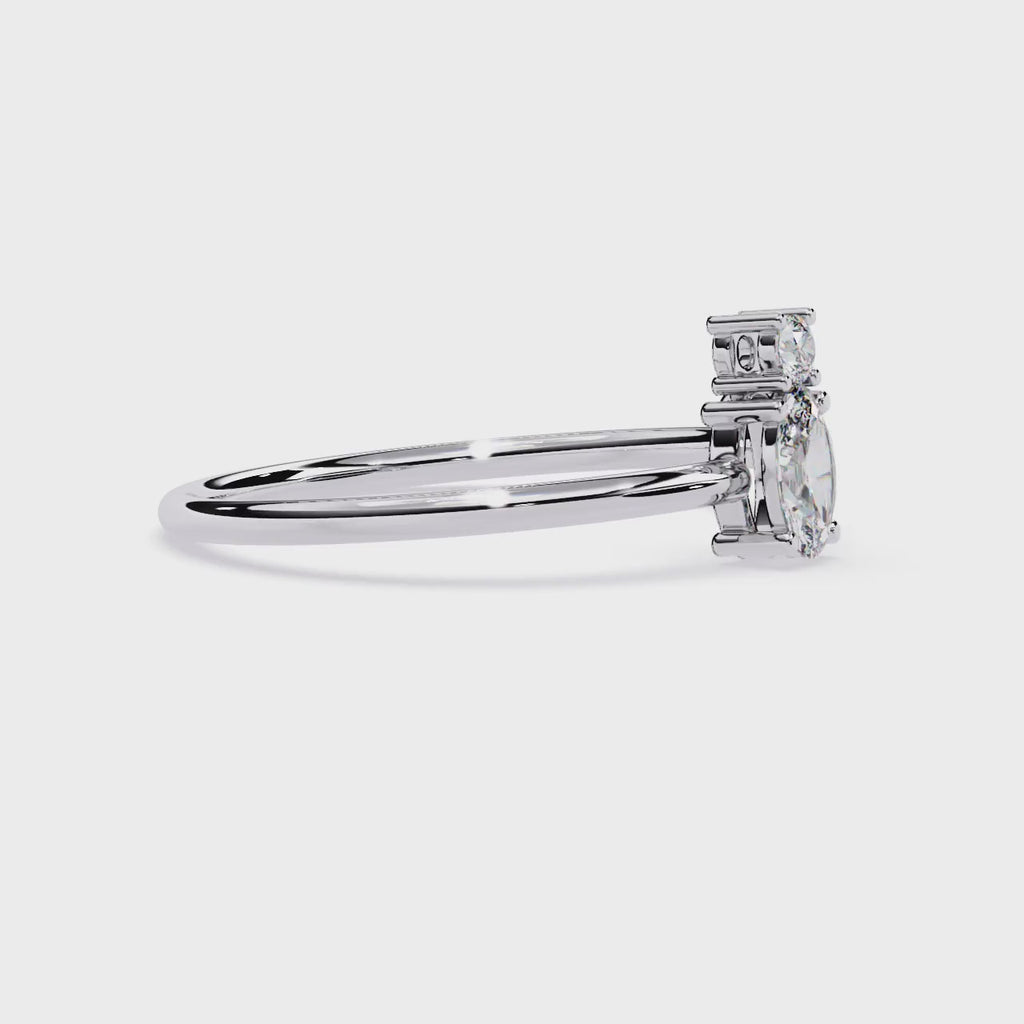 Oval Lab Grown Diamond Ring with Round Accent