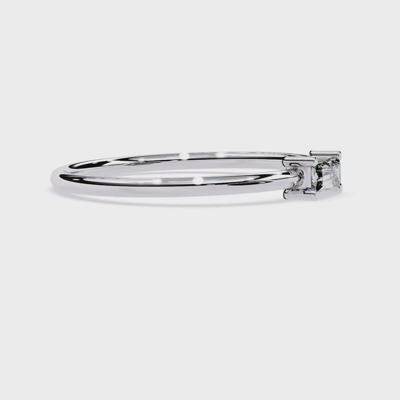 Baguette Lab Grown Diamond Solitaire Ring