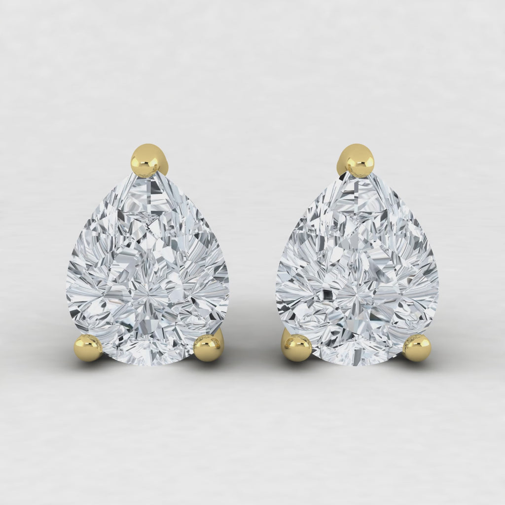 IGI Lab Grown Diamond Pear Solitaire Earrings (2ct-3ct) Screw Back