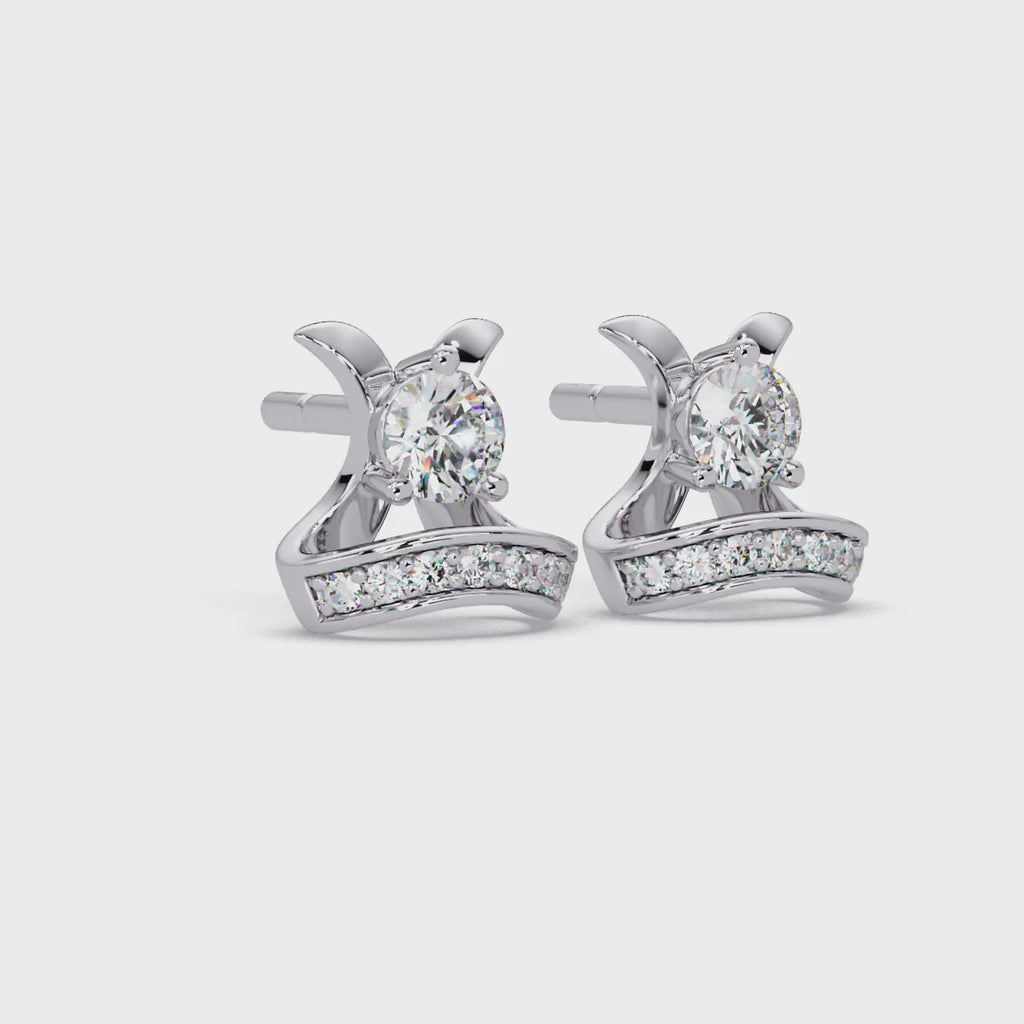 1.00 CT Designer Lab Grown Diamond Earrings with Pave Accents