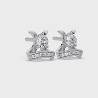 1.00 CT Designer Lab Grown Diamond Earrings with Pave Accents