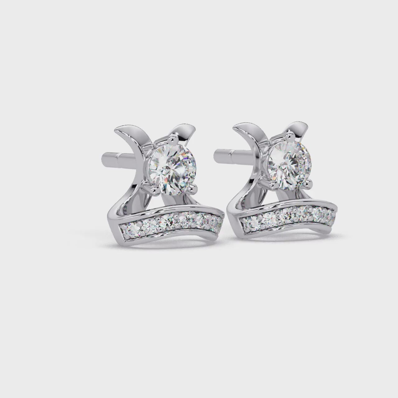 1.00 CT Designer Lab Grown Diamond Earrings with Pave Accents