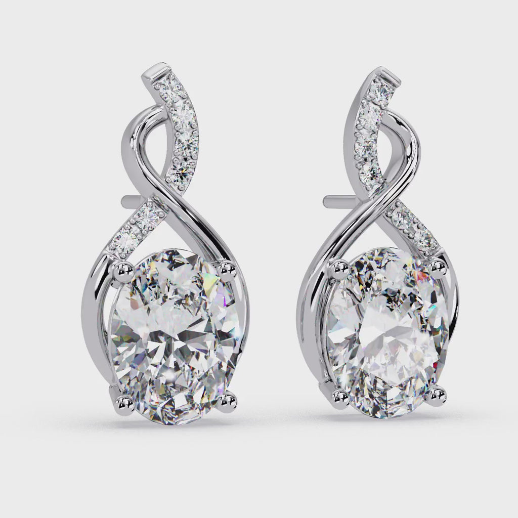 2.50 Carat Lab Grown Diamond Oval & Infinity Drop Earrings