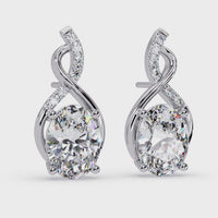 2.50 Carat Lab Grown Diamond Oval & Infinity Drop Earrings