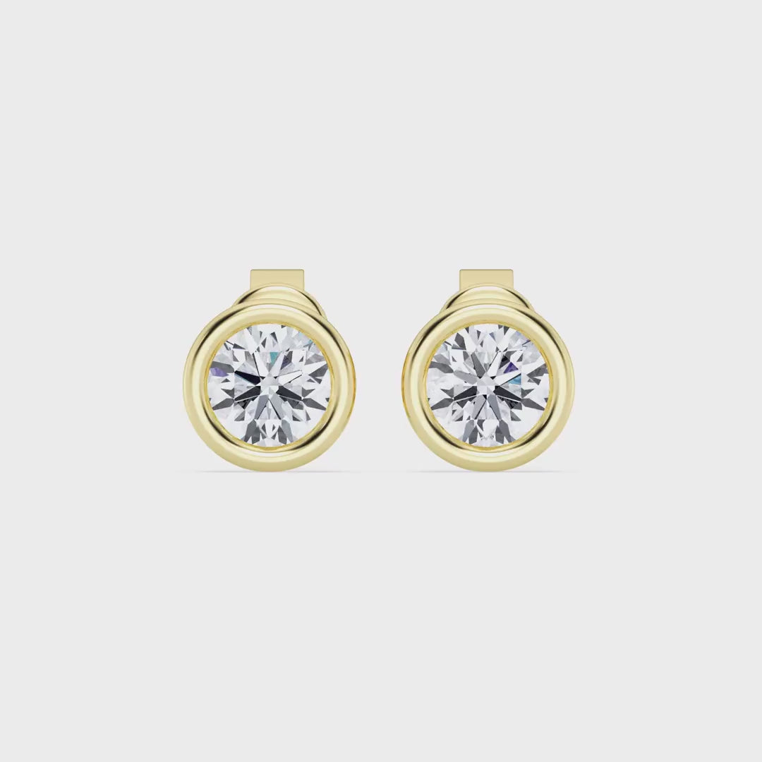 IGI 1.00ct Lab Grown Diamond Bezel Set Stud Earring