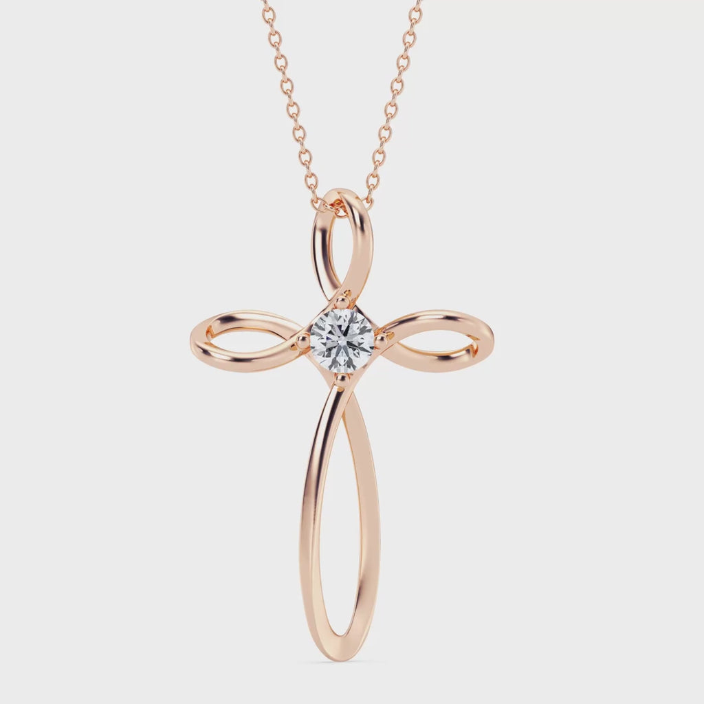 Colgante en forma de cruz con diamantes cultivados en laboratorio de 0,25 ct