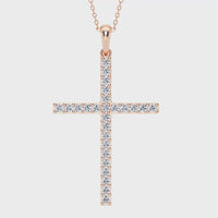 Colgante de cruz con diamantes cultivados en laboratorio de 0,50 ct