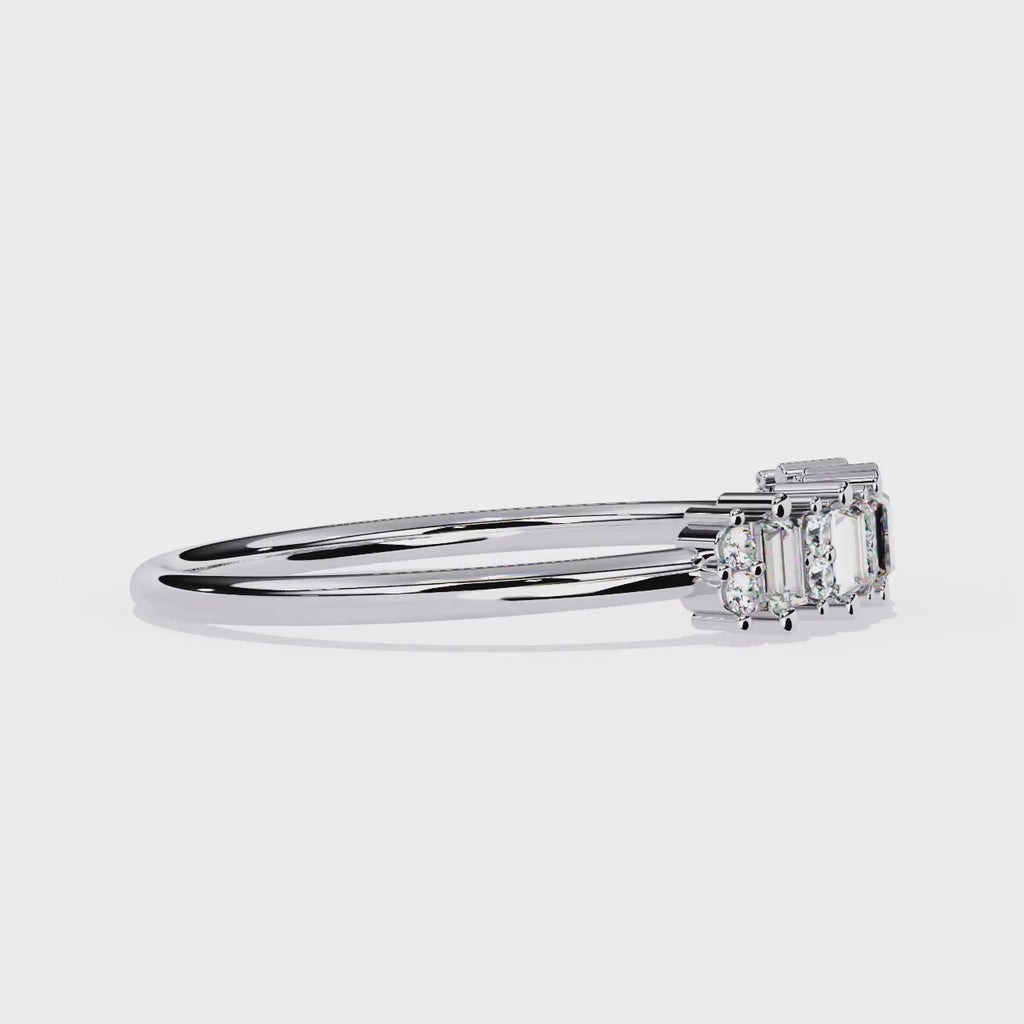 Emerald & Round Lab Grown Diamond Band