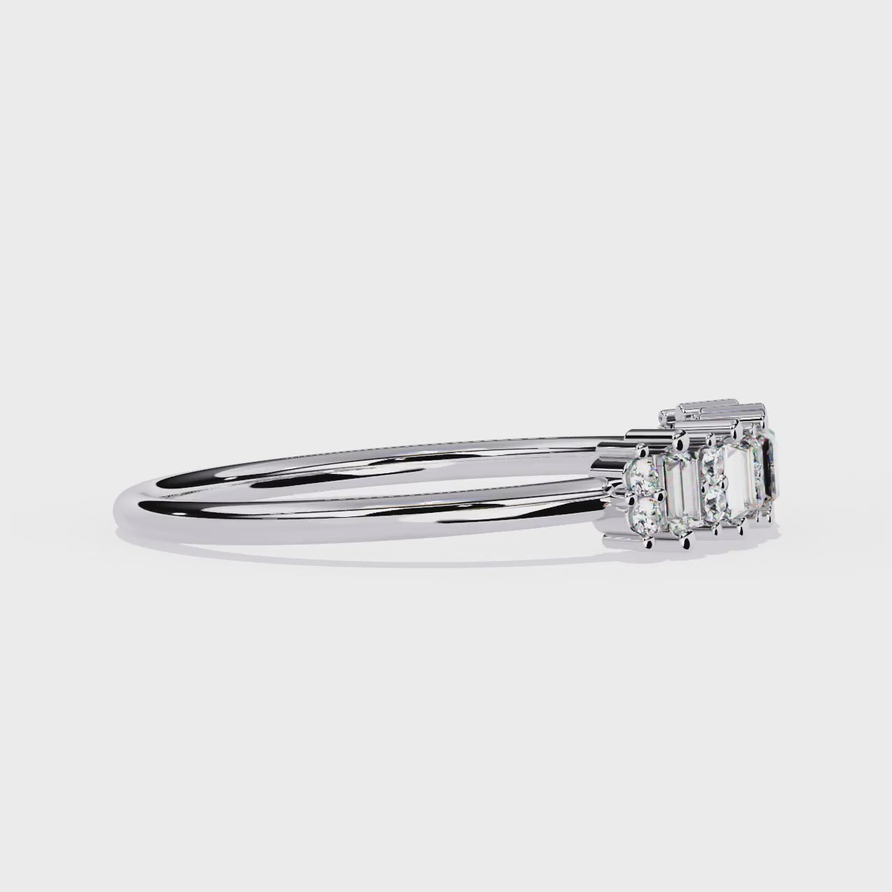 Emerald & Round Lab Grown Diamond Band