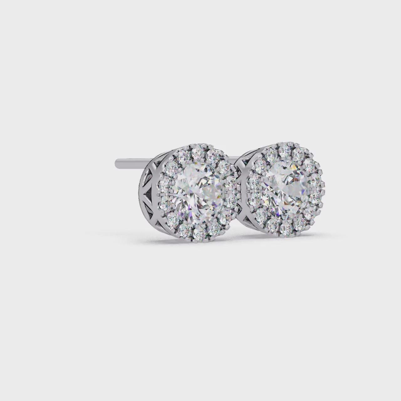 1.00 CT Round Halo Lab Grown Diamond Earrings