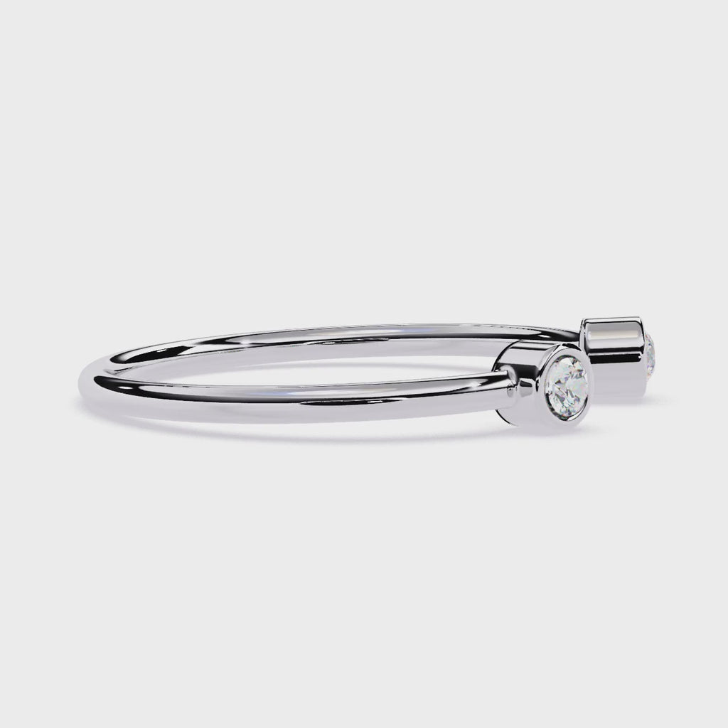 Bezel-Set Two Stone Lab Grown Diamond Ring