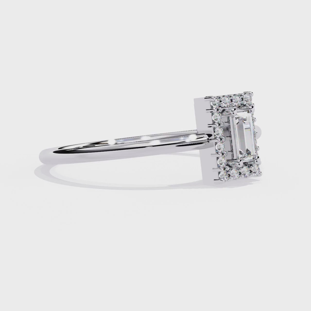Baguette Halo Lab Grown Diamond Ring