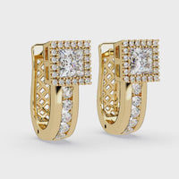 1.50 Carat Lab Grown Diamond Princess Halo Earrings