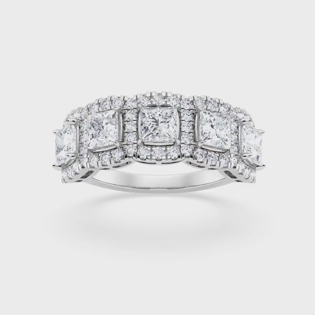 Anillo de banda de talla princesa con diamantes cultivados en laboratorio de 2,00 ct