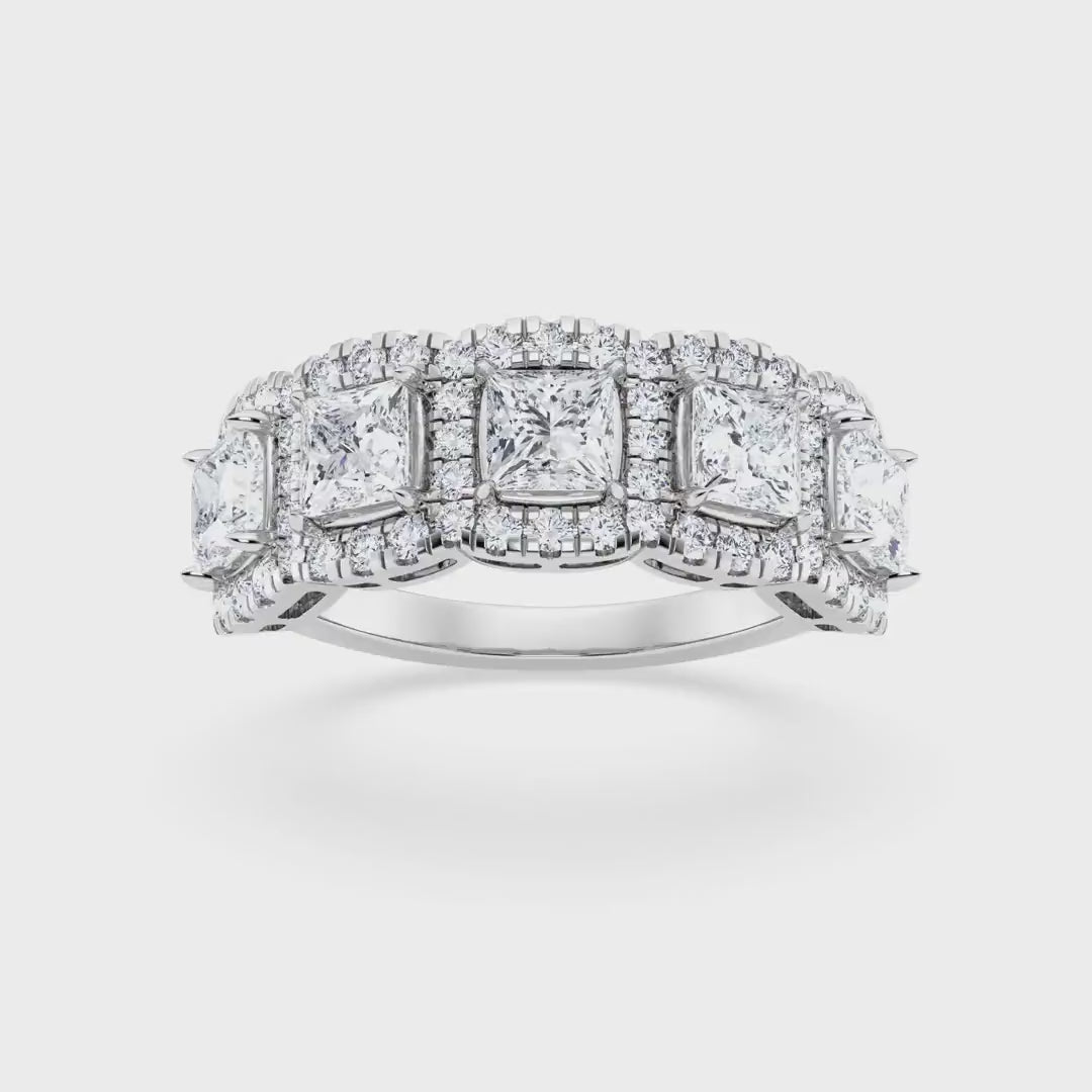 Anillo de banda de talla princesa con diamantes cultivados en laboratorio de 2,00 ct