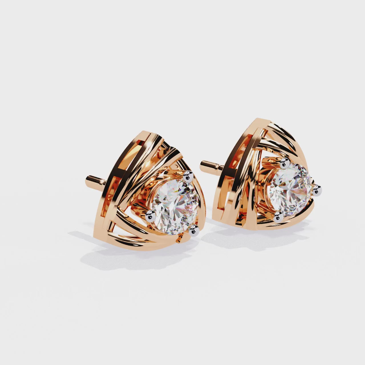 Modern Trillion Frame Lab-Grown Diamond Stud Earrings