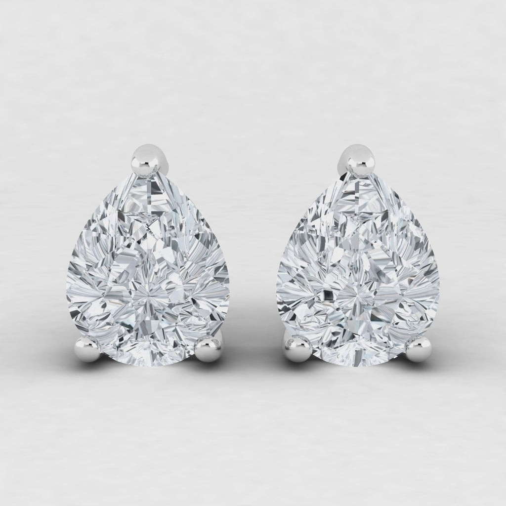 IGI Lab Grown Diamond Pear Solitaire Earrings (2ct-3ct) Screw Back