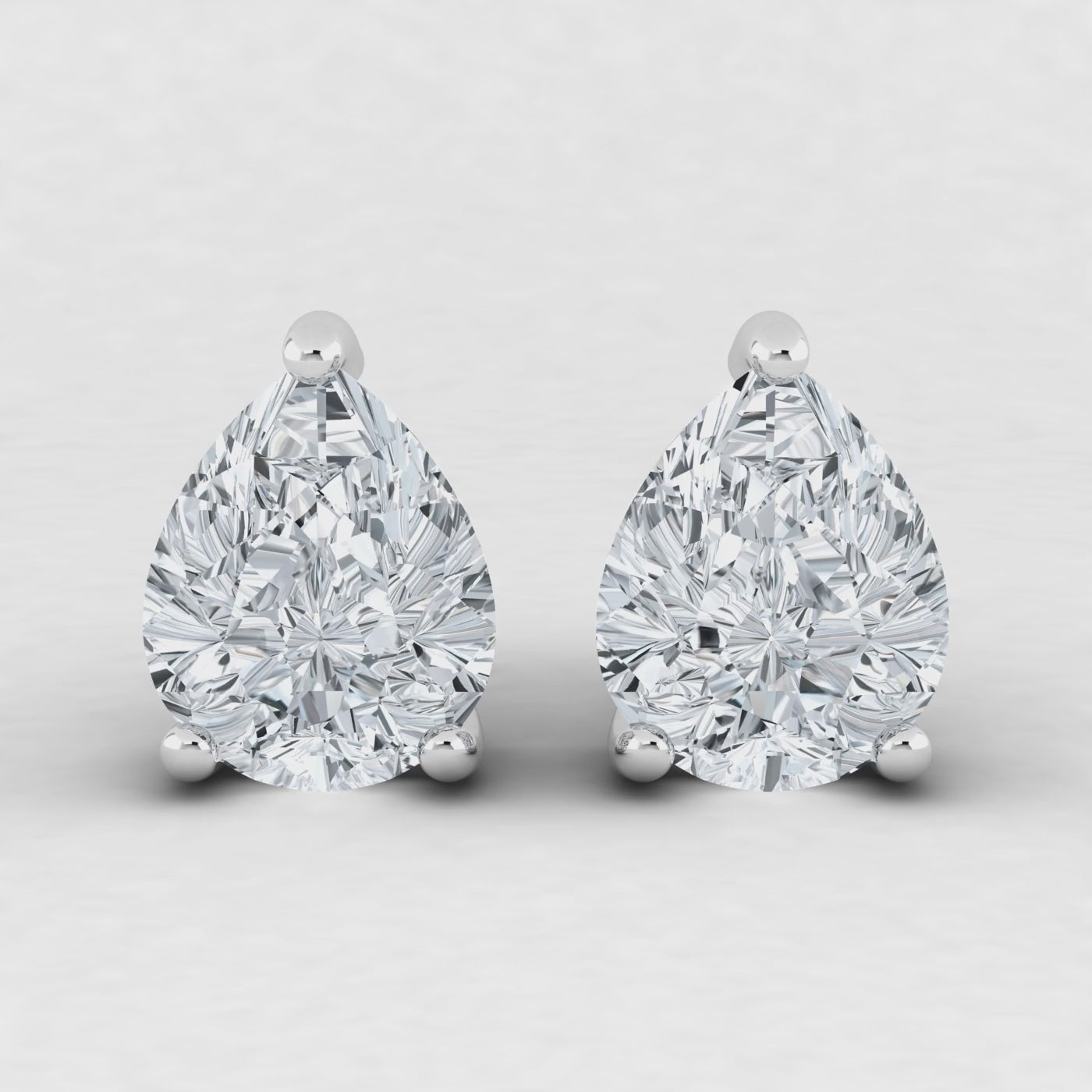 IGI Lab Grown Diamond Pear Solitaire Earrings (2ct-3ct) Screw Back
