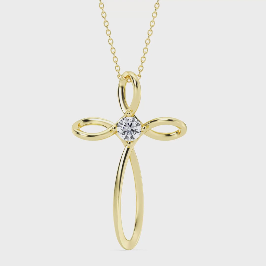 Colgante en forma de cruz con diamantes cultivados en laboratorio de 0,25 ct