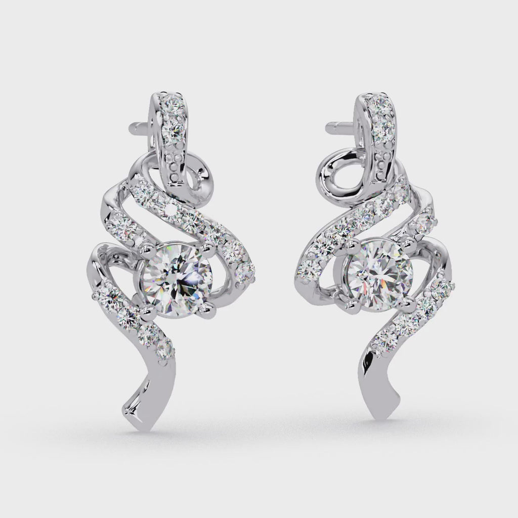 1.00 Carat Lab Grown Diamond Artistic Swirl Earrings