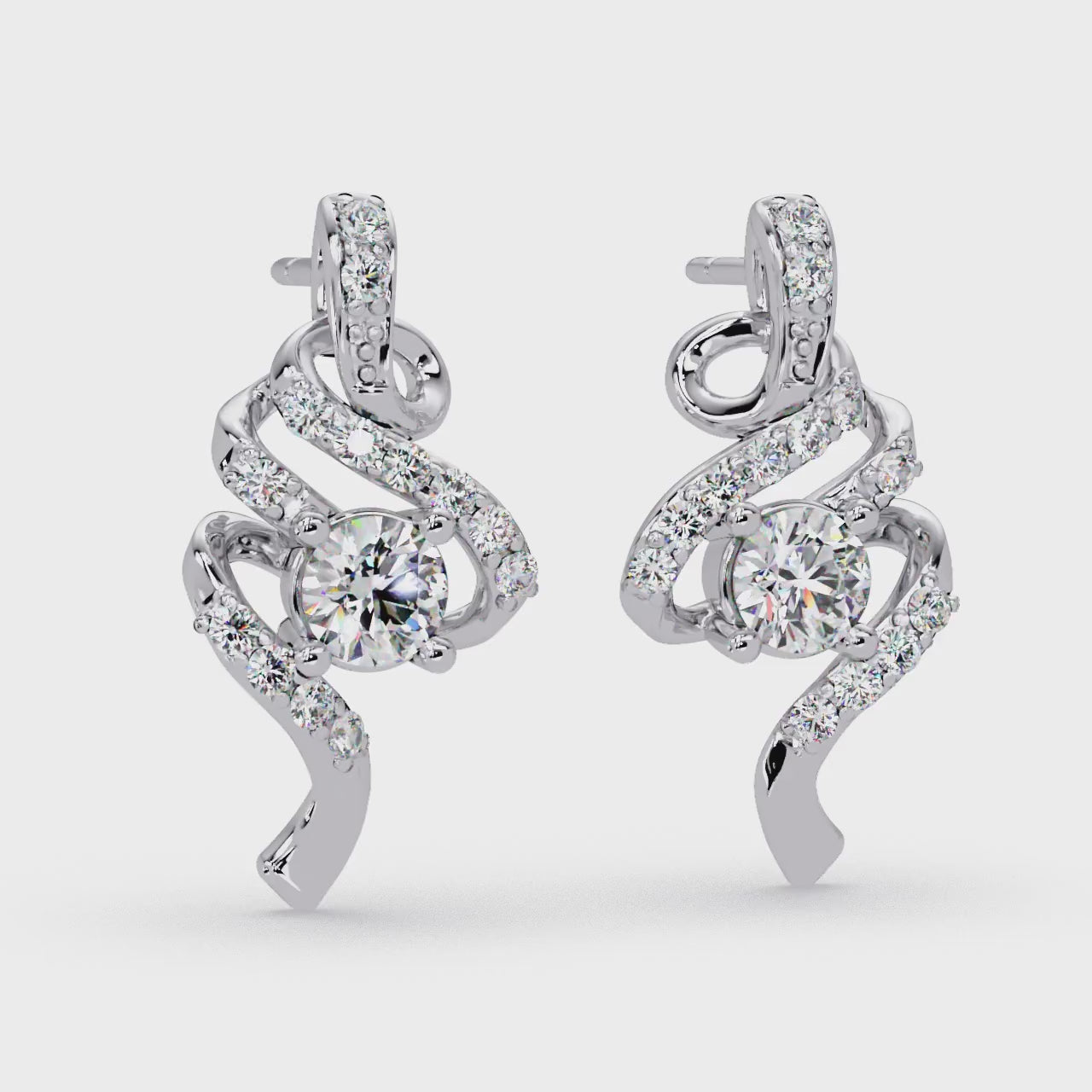 1.00 Carat Lab Grown Diamond Artistic Swirl Earrings