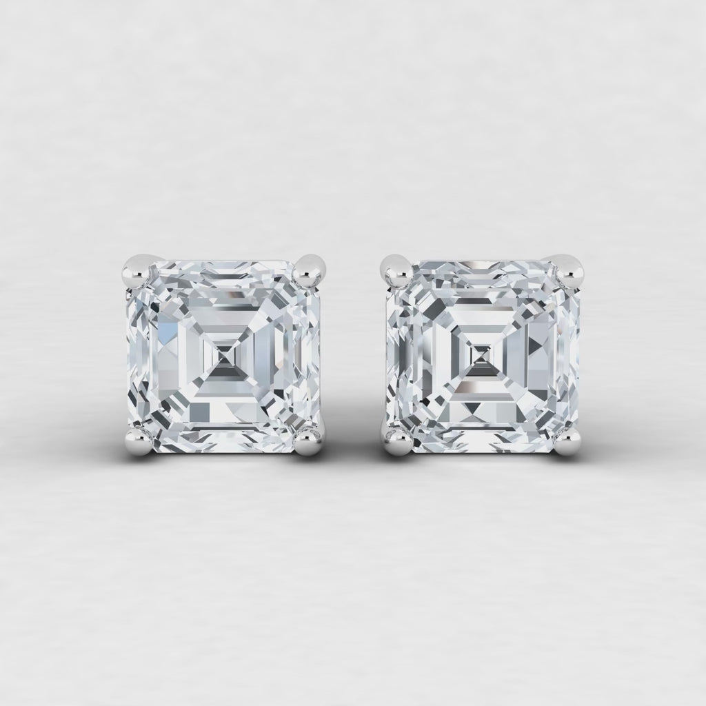 Asscher Cut Lab Grown Diamond Stud Earrings