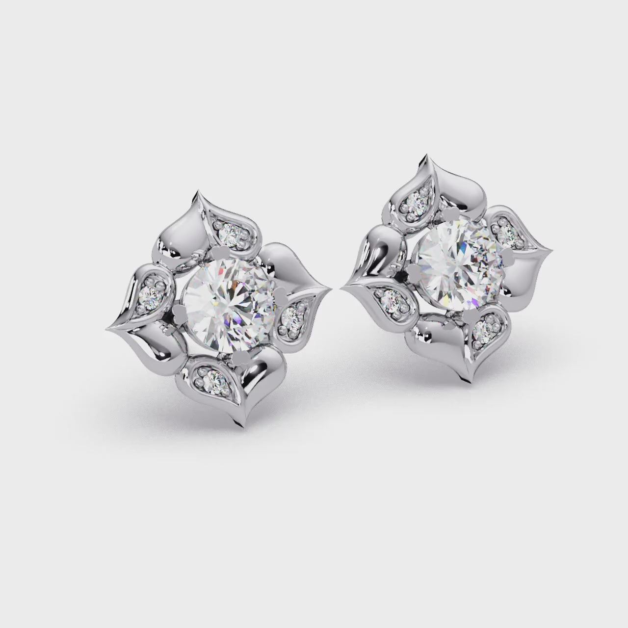1 CT Floral Inspired Lab Grown Diamond Earrings