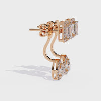 Elegant Emerald and Pear Lab Grown Diamond Drop Earrings