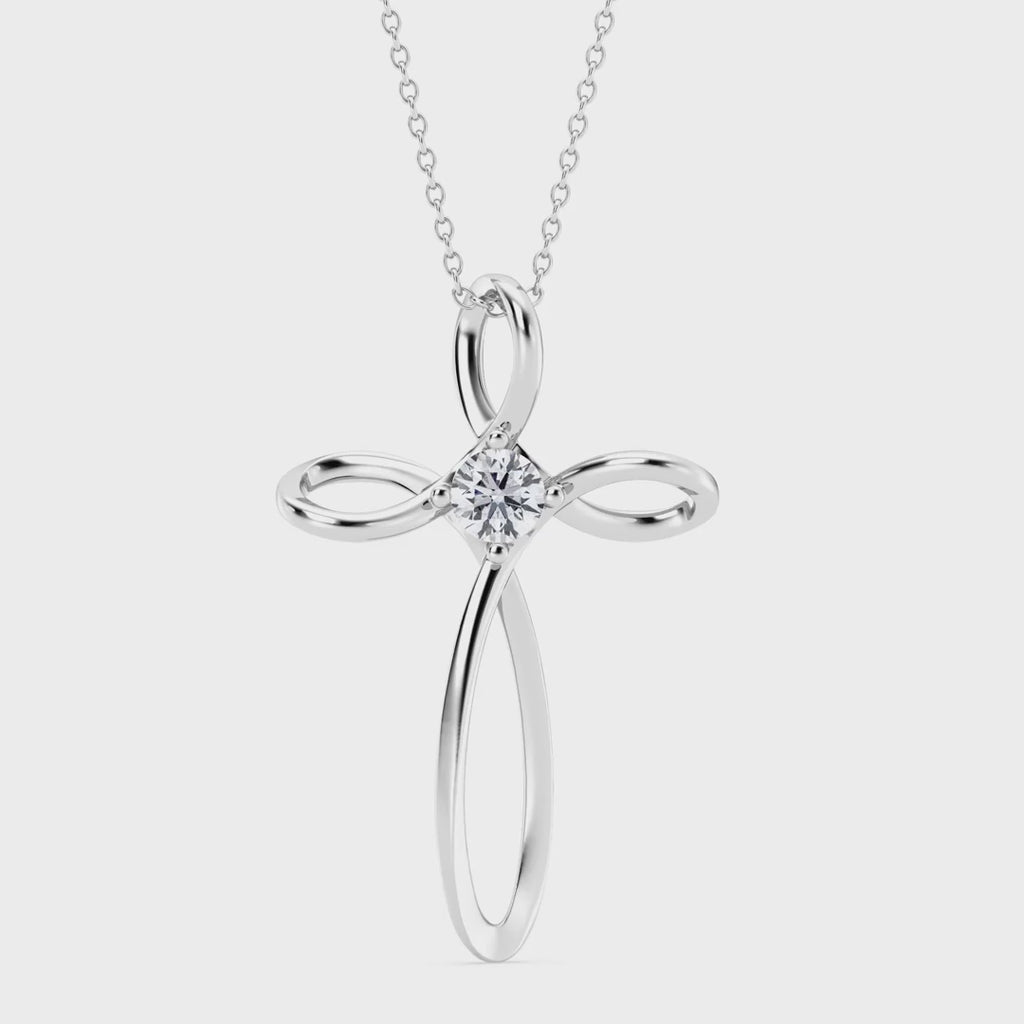 Colgante en forma de cruz con diamantes cultivados en laboratorio de 0,25 ct