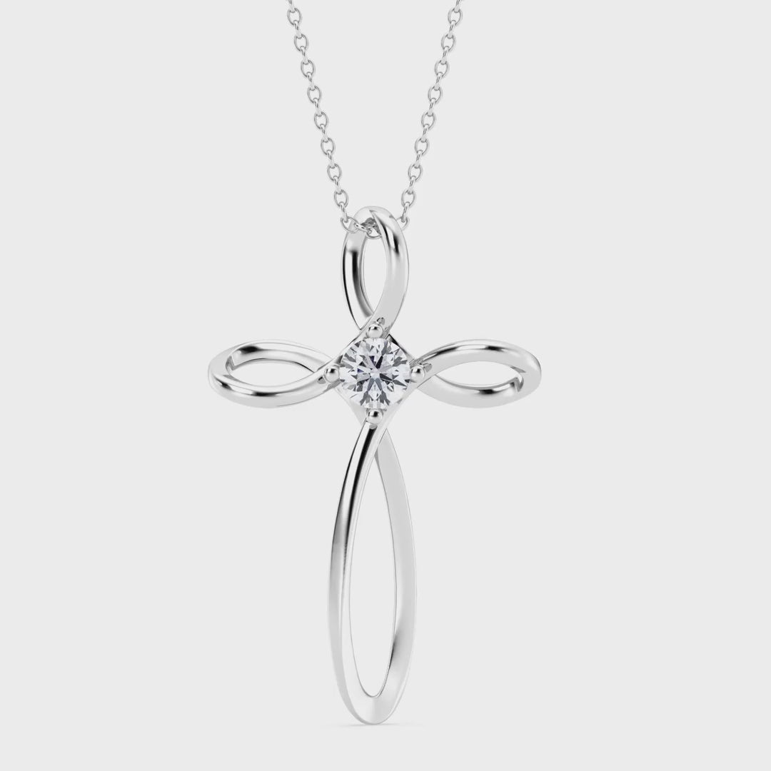 Colgante en forma de cruz con diamantes cultivados en laboratorio de 0,25 ct