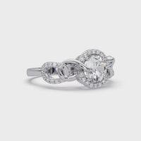 1.25 CT Lab Grown Diamond Halo Ring with Twisted Chain Design